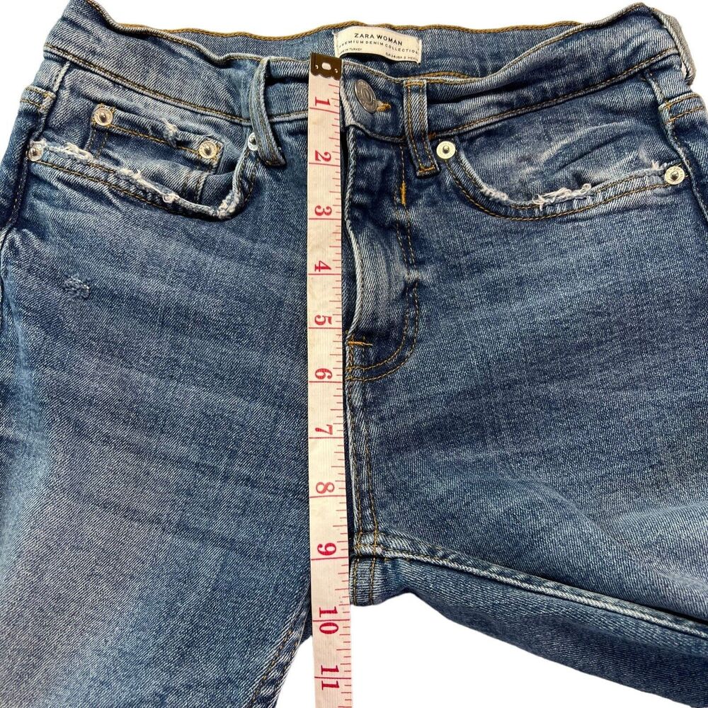 Zara Premium Denim Women's Size 2 Raw Hem Stitch Detail Jeans Mid Rise - Picture 14 of 16